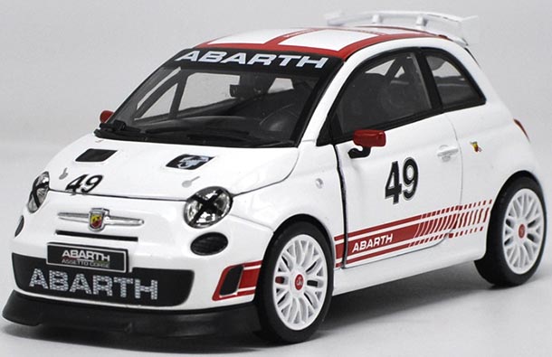 Diecast Abarth 500 Model 1:24 Scale NO.49 White By Bburago