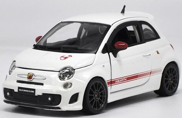 Diecast Abarth 500 Model White 1:24 Scale By Bburago