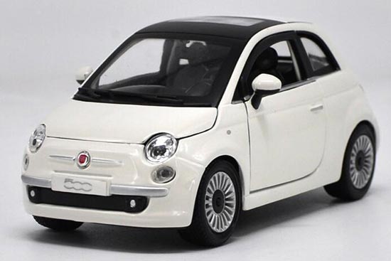 Diecast Fiat 500 Model White 1:24 Scale By Bburago