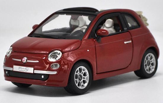 Diecast Fiat 500 Model Red 1:24 Scale By Bburago