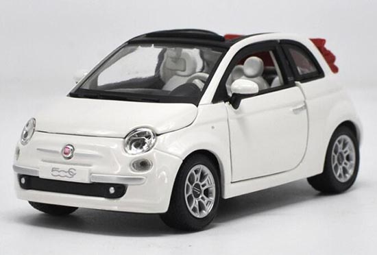 Diecast Fiat 500 Model 1:24 Scale White By Bburago