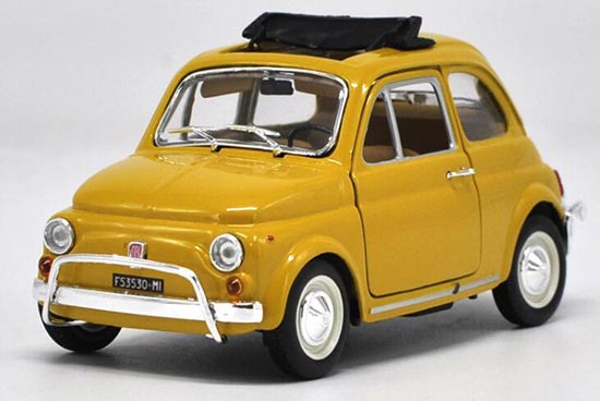 Diecast Fiat 500 Model 1:24 Scale Red / Yellow By Bburago