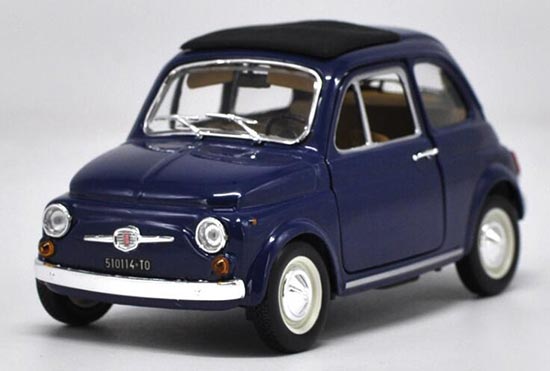 Diecast Fiat 500 Model 1:24 Scale Blue / Yellow By Bburago