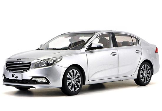 Diecast Kia K4 Model Silver / White 1:18 Scale