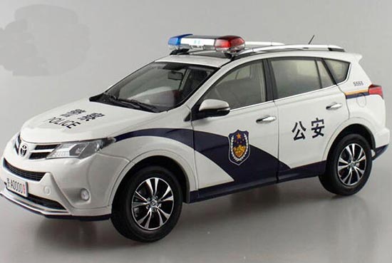 Diecast Toyota RAV4 SUV Police Model White 1:18 Scale