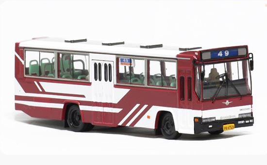 Diecast Shanghai SK6105HP1 City Bus Model NO.49 Red 1:76 Scale