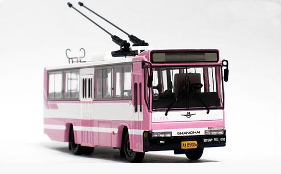 Diecast Shanghai SK5105GP Trolley Bus Model NO.11 Pink 1:76