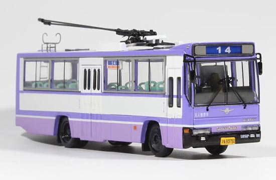 Diecast Shanghai SK5105GP Trolley Bus Model NO.14 Purple 1:76