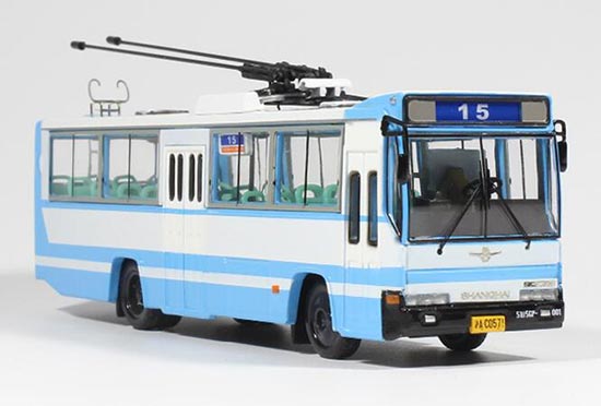 Diecast Shanghai SK5105GP Trolley Bus Model NO.15 Blue 1:76