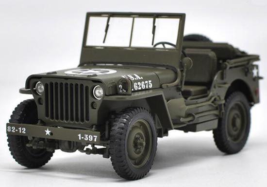 Diecast Willys 1/4 Ton Army Truck Model 1:18 Scale By Welly