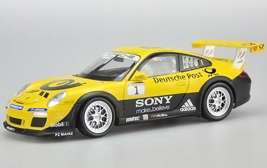 Diecast Porsche 911 GT3 Cup Model 1:18 Scale Yellow