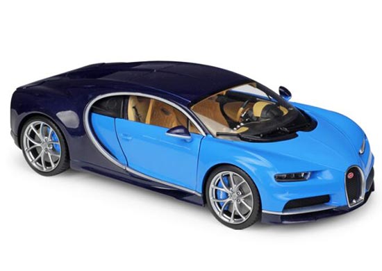 Diecast 2016 Bugatti Chiron Model 1:18 White / Blue By GTAUTOS