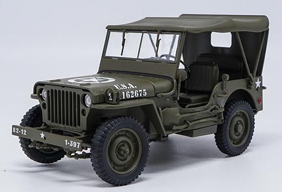 Diecast 1941 Willys MB Model 1:18 Scale Army Green By Welly