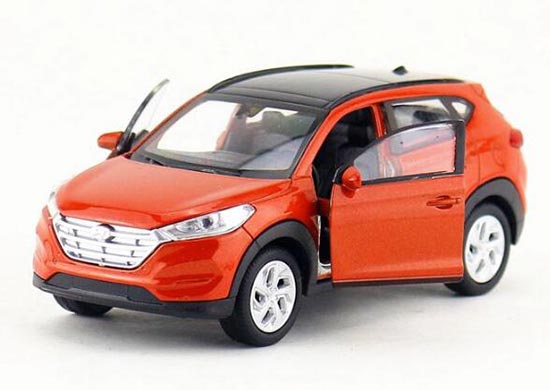 Diecast Hyundai Tucson Toy 1:36 Orange / White By Welly