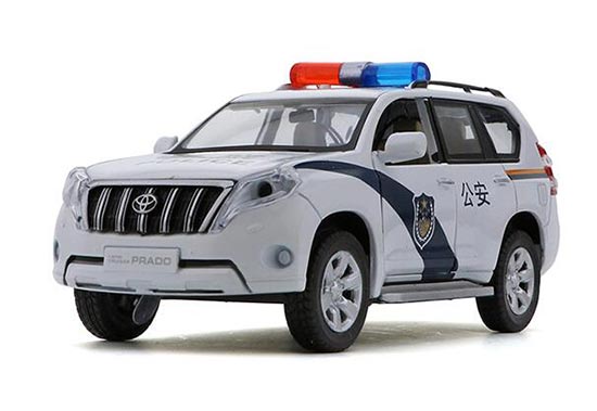 Diecast Toyota Land Cruiser Prado Police Toy White 1:32 Scale