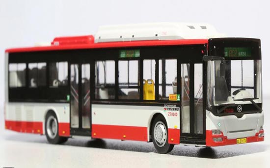 Diecast Huanghai City Bus Model NO.802 Red 1:87 Scale
