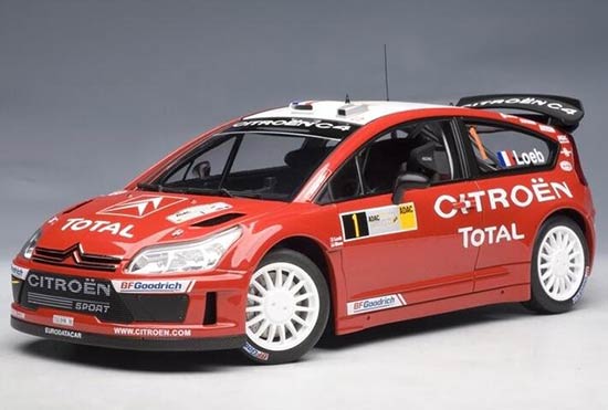 Diecast Citroen C4 WRC Model 1:18 Scale Red By Autoart