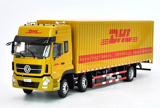 Diecast Dongfeng Box Truck Model DHL Painting 1:24 Yellow