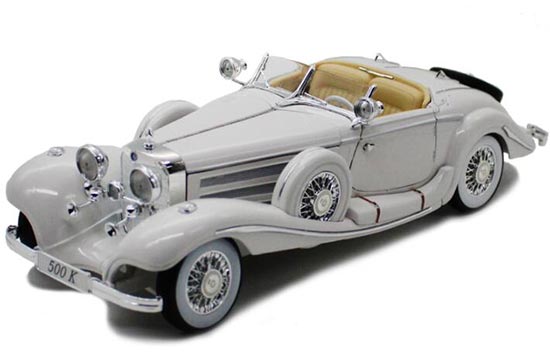 Diecast Mercedes Benz 500K Model 1:18 Scale White By Maisto