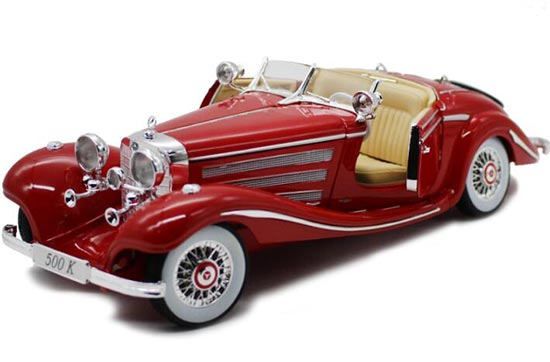 Diecast Mercedes Benz 500K Model Red / Gray 1:18 Scale By Maisto