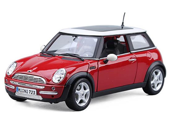 Diecast Mini Cooper Model Red / Yellow 1:18 Scale By Maisto