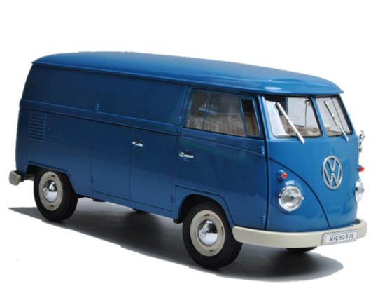 Diecast 1963 Volkswagen T1 Model 1:18 Blue / White By Welly
