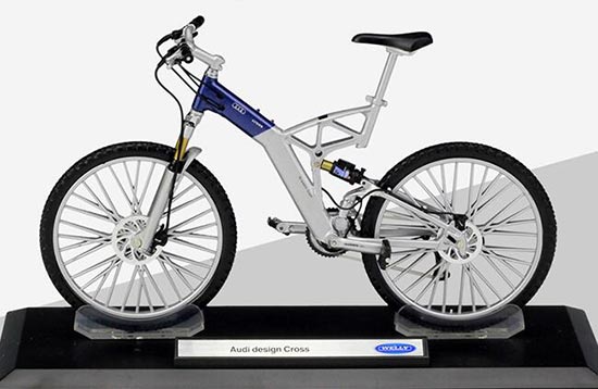 Diecast Audi Design Cross Bicycle Model Blue 1:10 By Welly