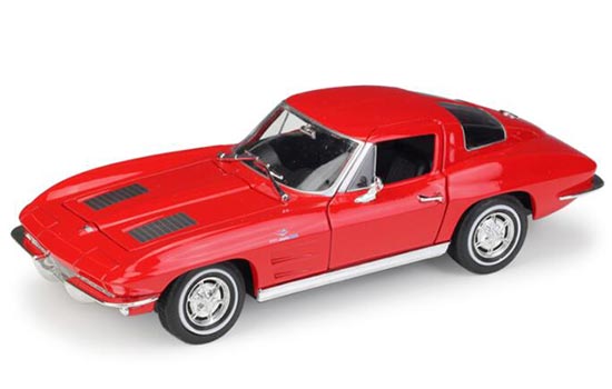Diecast 1963 Chevrolet Corvette Model 1:24 Red / Blue By Welly