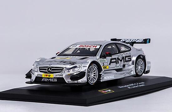 Diecast Mercedes-Benz AMG C-Coupe Model Silver 1:32 By Bburago