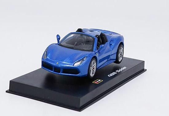 Diecast Ferrari 488 Spider Model 1:43 Blue / Red By Bburago