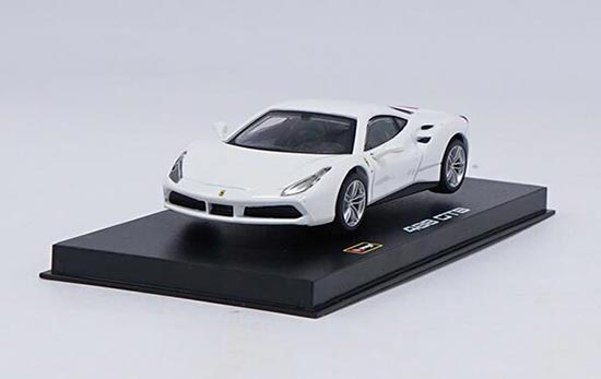 Diecast Ferrari 488 GTB Model White / Red 1:43 By Bburago