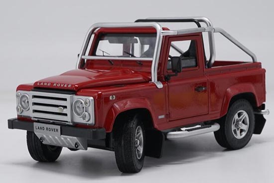 Diecast Land Rover Defender SVX Model Red / White 1:18 Scale