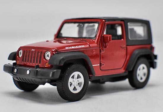 Diecast Jeep Wrangler Rubicon Toy Red 1:36 Scale By Welly