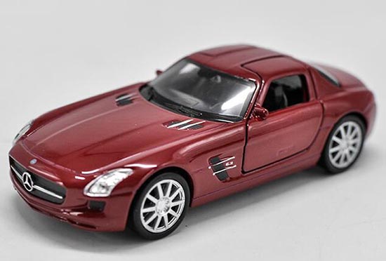 Diecast Mercedes Benz SLS AMG Toy White / Red 1:36 By Welly