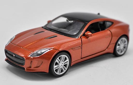Diecast Jaguar F-type Toy 1:36 Scale Orange / White By Welly