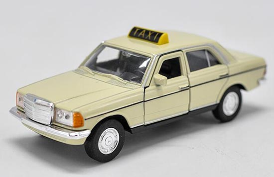 Diecast Mercedes Benz W123 Toy 1:36 Creamy White Taxi By Welly