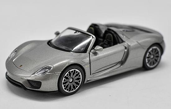 Diecast Porsche 918 Spyder Toy 1:36 Scale Gray By Welly
