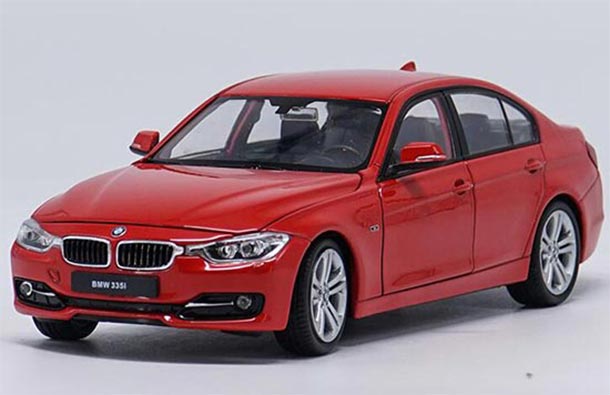 Diecast BMW 335i Model Black / Red / White 1:24 Scale By Welly