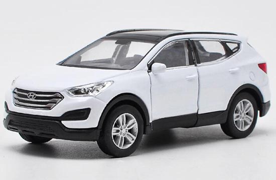 Diecast Hyundai Santa Fe Toy 1:36 Scale White / Brown By Welly
