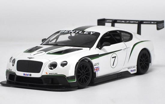 Diecast Bentley Continental GT3 Model 1:24 White By Bburago