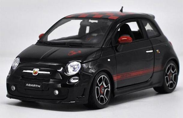 Diecast Abarth 500 Model 1:18 Scale Black By Bburago