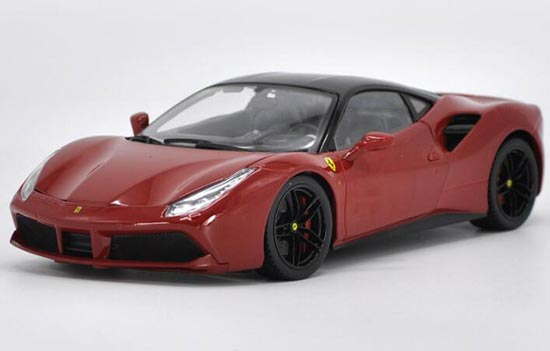 Diecast Ferrari 488 GTB Model 1:18 Wine Red By Bburago