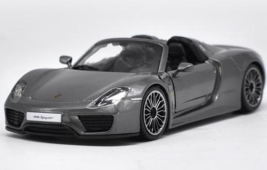 Diecast Porsche 918 Spyder Model Gray 1:24 Scale By Bburago