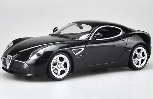 Diecast Alfa Romeo 8C Competizione Model Black 1:18 By Welly