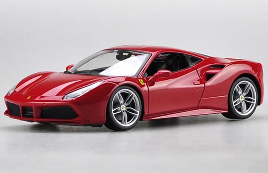 Diecast Ferrari 488 GTB Model White / Red 1:18 Scale By Bburago