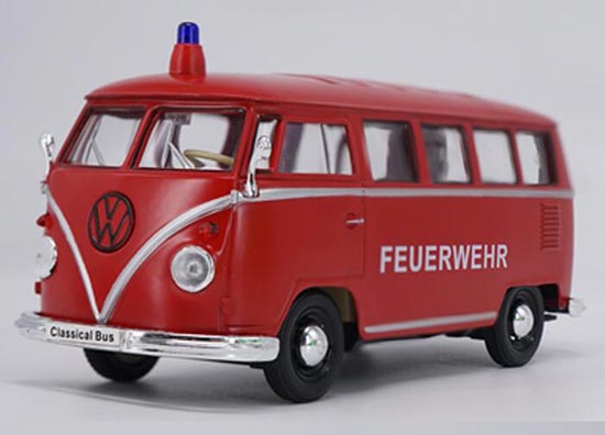 Diecast 1963 Volkswagen T1 Bus Model 1:24 Scale Red By Welly
