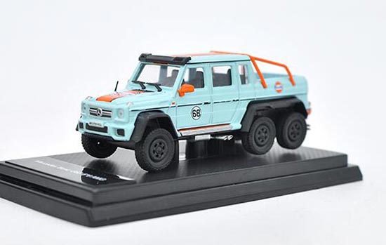 Diecast Mercedes Benz G63 AMG Pickup Model 1:64 Scale Gulf Blue