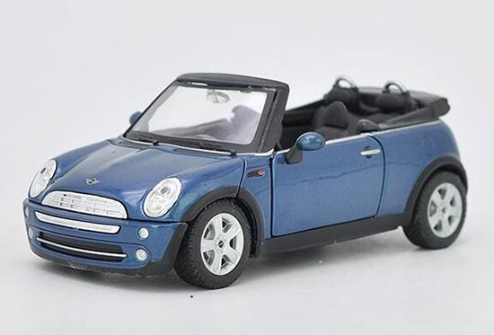 Diecast Mini Cooper Cabrio Model Blue / Yellow 1:24 By Maisto