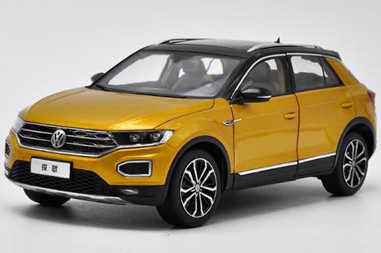 Diecast 2018 Volkswagen T-ROC Model 1:18 White /Golden /Orange