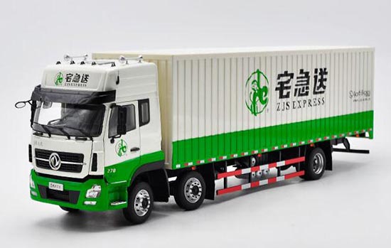 Diecast Dongfeng Box Truck Model 1:24 ZJS EXPRESS White-Green